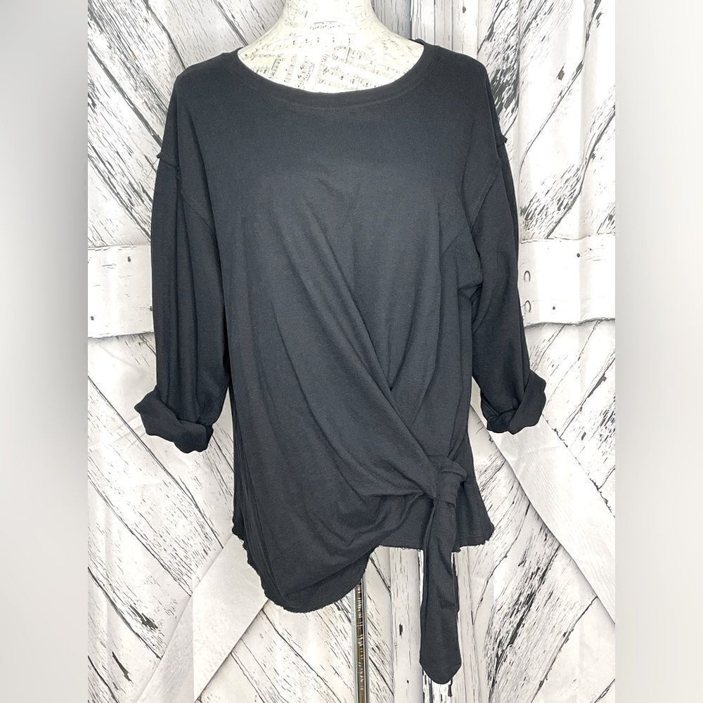 FP Beach Free People Pullover Sweater Sweatshirt Tie Front S